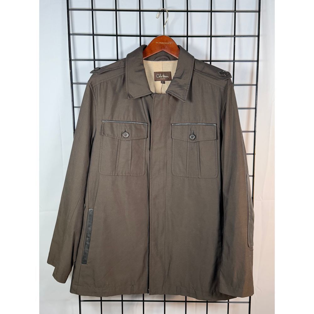 Cole Haan Field Jacket Mens L Brown Full Zip Eclectic Grandpa Elbow Patches